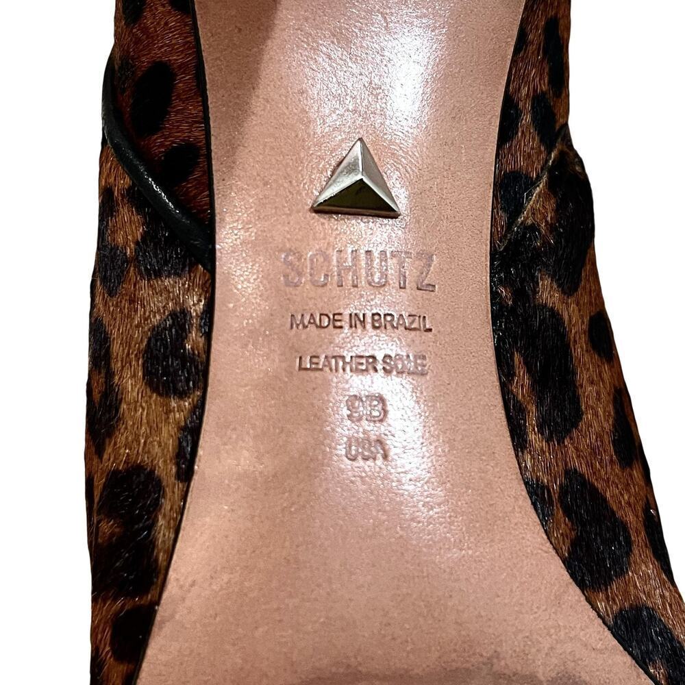 Schutz Ankle Booties Womens Size 9 Brown Leopard Zebra Calf Hair Stiletto Heel - Picture 9 of 9